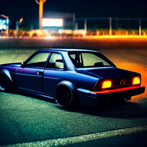 Prompt: a car S30 turbo drift at illegal car meet, Gunma prefecture, midnight mist lights, cinematic color, photorealistic, highly detailed wheels, highly detailed