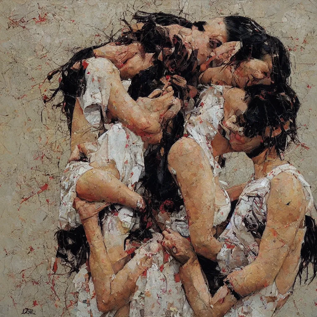 Prompt: kiss, painting by denis sarazhin