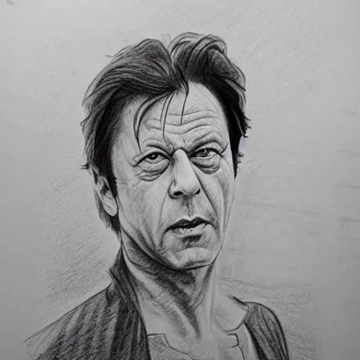 Image similar to imran khan fighting against corrupt system alone, pencil sketch art