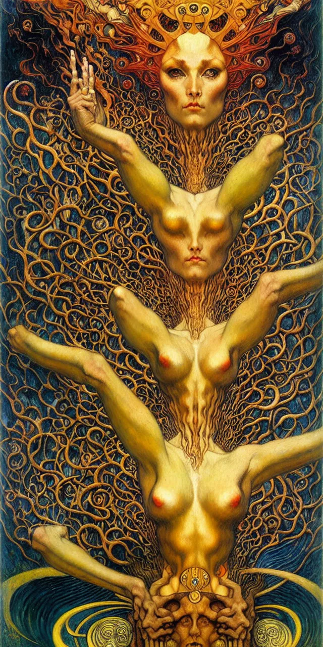 Image similar to Divine Chaos Engine by Karol Bak, Jean Delville, William Blake, Gustav Klimt, and Vincent Van Gogh, symbolist, visionary