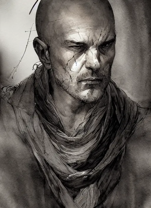 Image similar to portrait, Anarchistic Monk, watercolor, dramatic lighting, cinematic, establishing shot, extremly high detail, foto realistic, cinematic lighting, pen and ink, intricate line drawings, by Yoshitaka Amano, Ruan Jia, Kentaro Miura, Artgerm, post processed, concept art, artstation, matte painting, style by eddie mendoza, raphael lacoste, alex ross