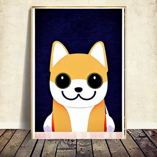 Image similar to Kawaii cute dog, poster art