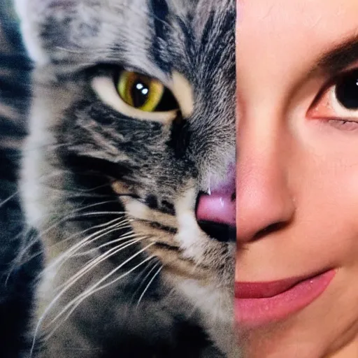 Image similar to catgirl with arnold schwarzenegger face, photograph, instagram