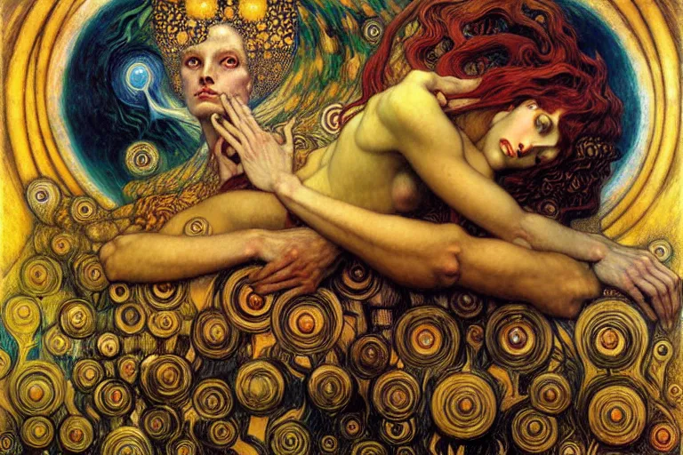 Image similar to Divine Chaos Engine by Karol Bak, Jean Delville, William Blake, Gustav Klimt, and Vincent Van Gogh, symbolist, visionary