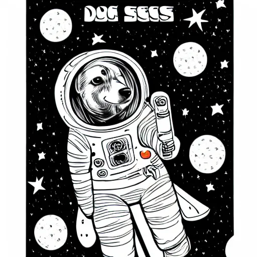 Image similar to mcbess illustration of a dog in a spacesuit In space , cinematic, hyper realistic, photo realistic, 4k, galaxies