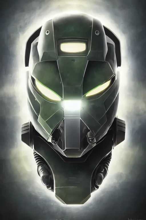 Image similar to robot ninja mask helmet halo master chief radiating a glowing aura global illumination ray tracing hdr fanart arstation by ian pesty and katarzyna da „ bek - chmiel