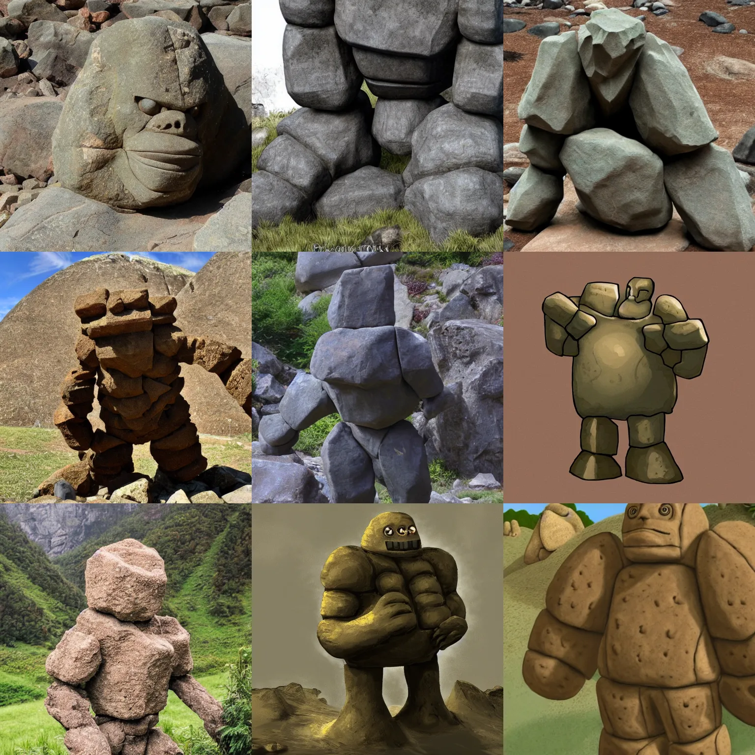 Prompt: A rock golem