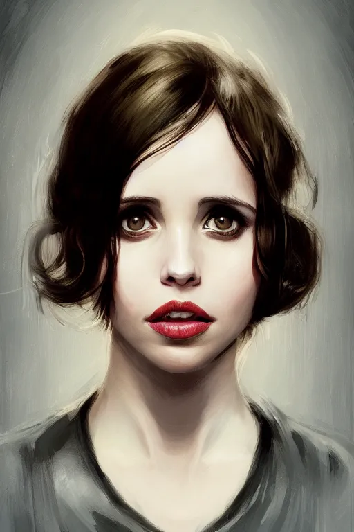 Image similar to portrait of actress felicity jones, colourised, face portrait, epic, tragic, military art, fantasy, dieselpunk, hd shot, digital portrait, beautiful, artstation, comic style, by artgerm, guy denning, jakub rozalski, magali villeneuve and charlie bowater