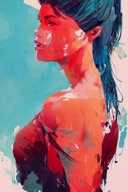 Image similar to an ultradetailed beautiful painting of a stylish woman fighter, by conrad roset, fiona staples and kinu nishimura, featured on artstation