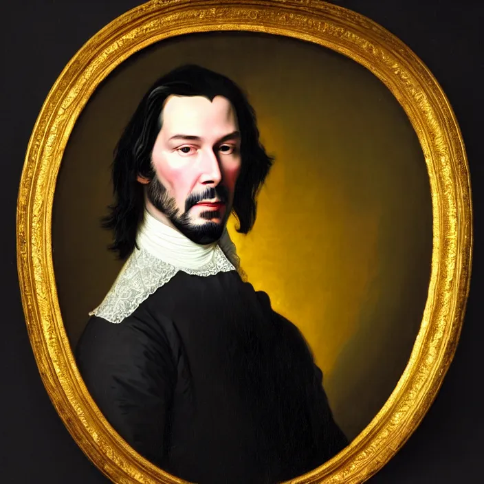 Image similar to an 18th Century royal portrait of Keanu Reeves, portrait, 8k