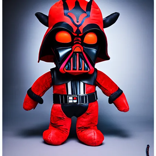 Image similar to studio portrait still of!!!!! darth maul!!!!!! plush toy, 8 k, studio lighting, key light,