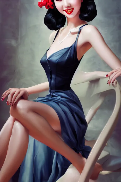 Image similar to a pin up and luxury beautiful fashion and loveable dreamlke taiwan girl, chic clothes, charming smile, by artgerm lau & jeehyung lee & irakli nadar, hyperdetailed, 8 k realistic, symmetrical, beautiful lighting, digital art,, frostbite 3 engine, cryengine, dof, trending on artstation