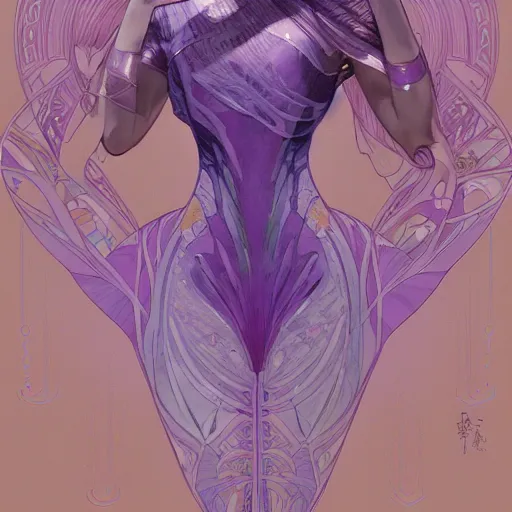 Prompt: smooth organic pattern, lavender, light purple, white, orange and gold, artstation, concept art, smooth, sharp focus, illustration, art by artgerm and greg rutkowski and alphonse mucha and maya takamura and Hitomi Isono