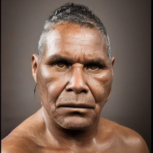 Prompt: portrait of a 40 year old aboriginal male, studio lighting, realistic, detailed