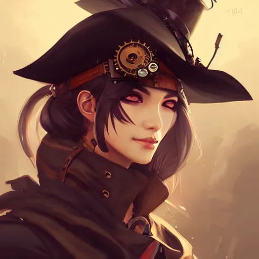 Image similar to portrait of a steampunk pirate, by guweiz and wlop and artgerm