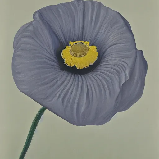 Prompt: painting of white poppy thistle, oil on canvas, georgia o'keeffe, 1 9 6 4, museum catalog photograph