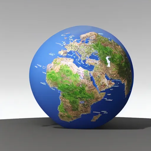 Image similar to an globe with famous 3 d landmarks on it, 3 d render, 3 d model, smooth, ray tracing, illustration