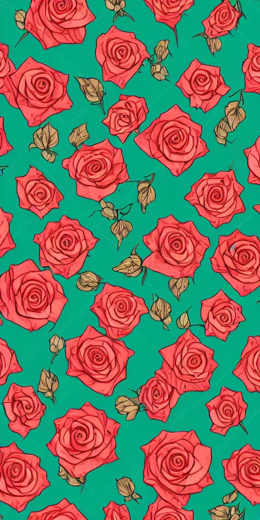 Image similar to seamless pattern of beautiful roses with leaves and throns, colourful, symmetrical, repeating 35mm photography