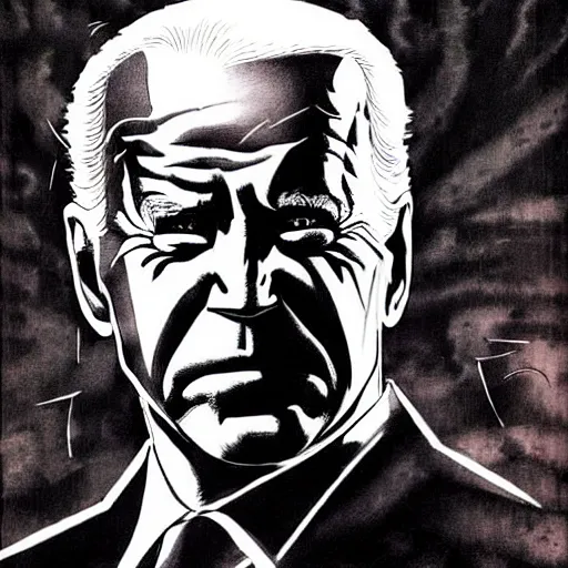 Image similar to Joe Biden looking sinister, by Tsutomu Nihei, highly detailed