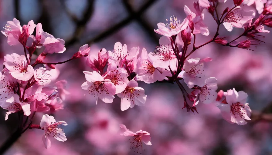 Image similar to like cherry blossoms catching the sun, all that flutters turns to ash.