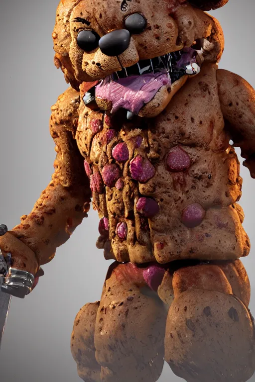 Image similar to freddy fazbear pizzaria, ultra realistic dark and horror, concept art, intricate details, highly detailed, photorealistic, octane render, 8 k