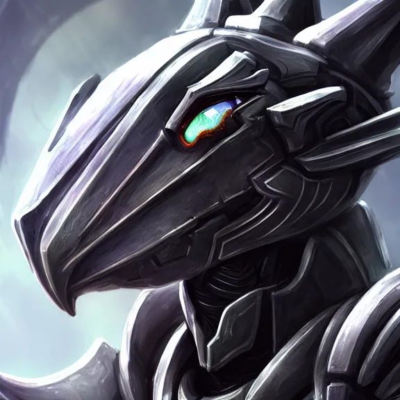 Image similar to high quality close up headshot of a cute beautiful stunning robot anthropomorphic female dragon, with sleek silver armor, a black OLED visor over the eyes, facing the camera, maw open and about to eat you, you being dragon food, the open maw being detailed and soft, highly detailed digital art, furry art, anthro art, sci fi, warframe art, destiny art, high quality, 3D realistic, dragon mawshot, dragon art, Furaffinity, Deviantart