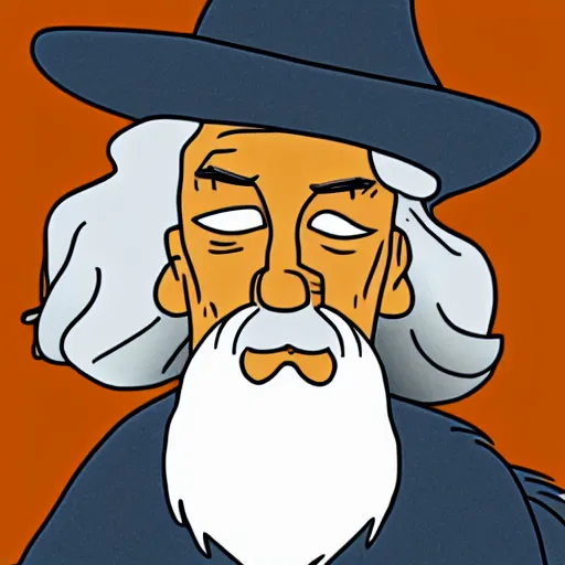 Image similar to gandalf portrait, simpsons cartoon style.