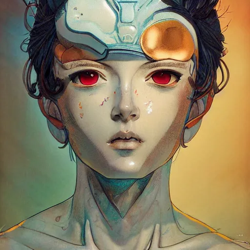 Image similar to prompt : roman panteon character portrait soft light painted by james jean and katsuhiro otomo and erik jones, inspired by evangeleon anime, smooth face feature, intricate oil painting, high detail illustration, sharp high detail, manga and anime 1 9 9 9