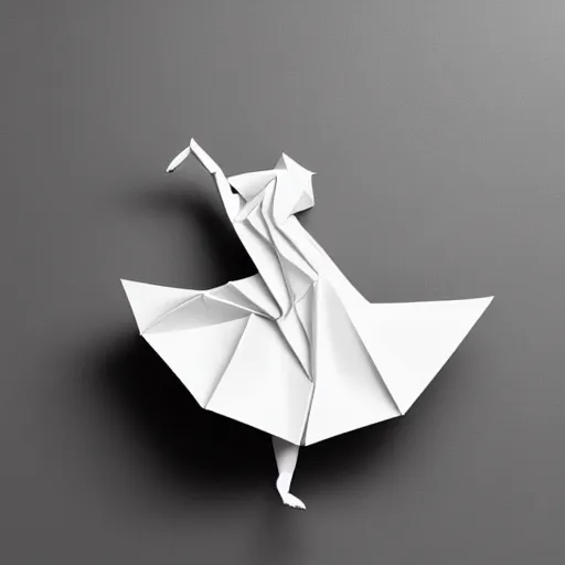 Image similar to origami dancer in white paper, 3 d render, ultra detailed, on white background, studio shot