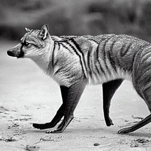 Image similar to plaroid photo of a thylacine