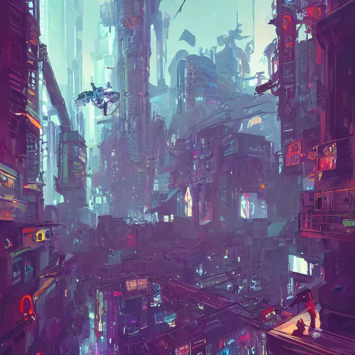 Image similar to a beautiful painting of a cyberpunk city by sergey kolesov and vania zouravliov and pascal blanche and rhads. in style of colorful comic noir illustration, symmetry, sci fi, hyper detailed. octane render. trending on artstation