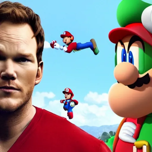 Prompt: Chris Pratt As Super Mario