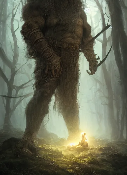 Image similar to Beautiful art portrait of a male fantasy dwarf in a dark temple surrounded by dead forest, atmospheric lighting, intricate detail, cgsociety, hyperrealistic, octane render, RPG portrait, ambient light, dynamic lighting