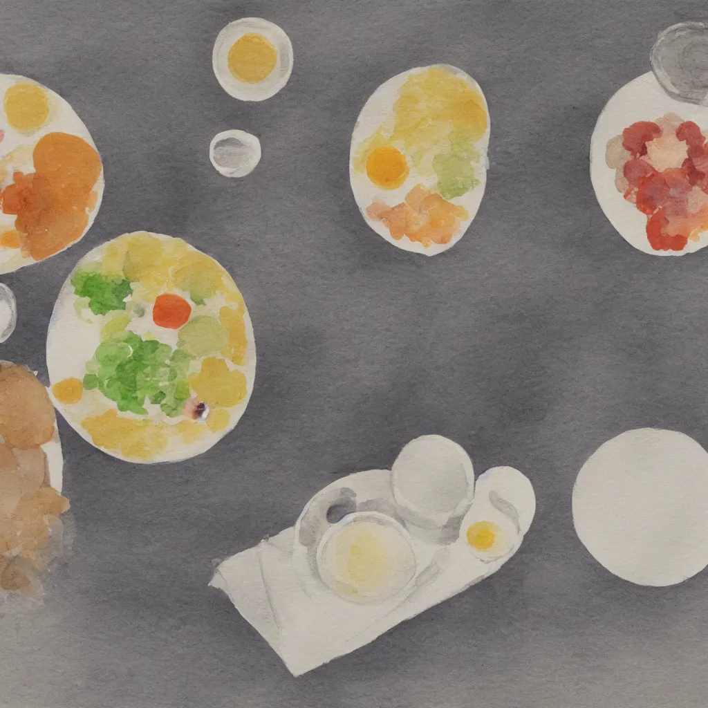 Prompt: a zen breakfast, minimal, water color, very detailed, 4K