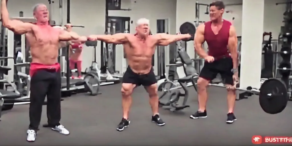 Image similar to YouTube video: My grandma shocks gym bros by outlifting them!