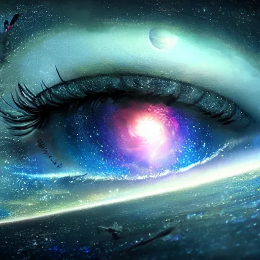 Prompt: fantasy eye watching over a galaxy, high detail, digital art, beautiful , concept art,fantasy art, 4k