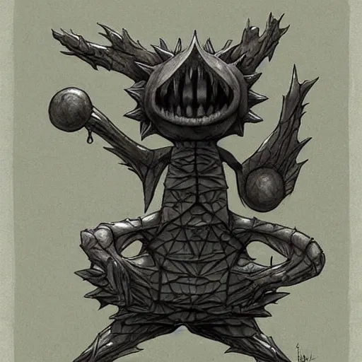 Prompt: daedric pokemon by shaun tan, style of john kenn mortensen