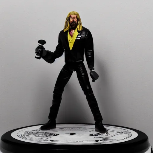 Image similar to Full body shot of a Triple H vinyl figure as a villain, white background, 3d, high quality, depth of field, high contrast, 8k, concept art, smooth, sharp focus, highly detailed