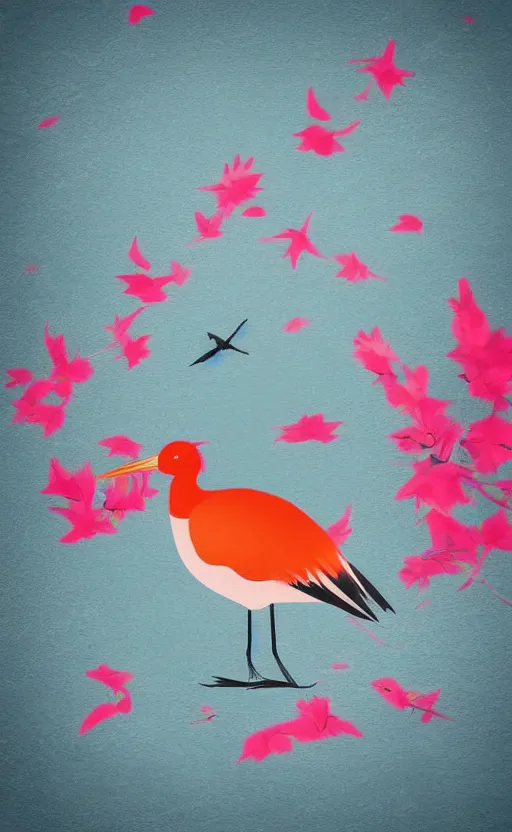 Image similar to poker card style, simple, modern look, solid colors, colorful, japanese crane bird in center, pines symbol in the corners, front modern game card, vivid contrasts, for junior, smart design