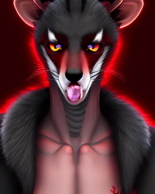 Image similar to furry - male - red - black - weasel - necromancer - fursona uhd ue 5 visual novel pc game expressions, photorealistic