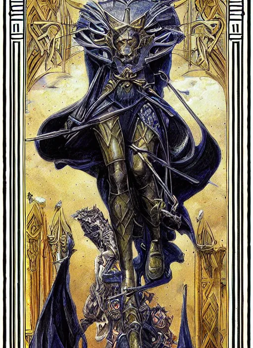 Prompt: tarot card frame _ by _ filipe _ pagliuso _ and _ justin _ gerard _ symmetric _ fantasy _ highly _ detailed _ realistic _ intricate _ port