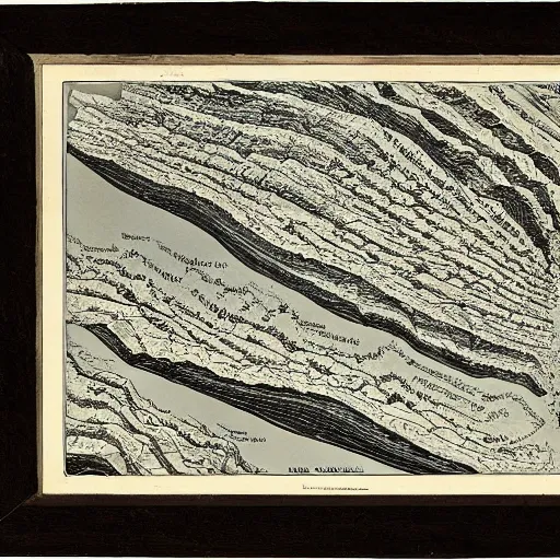 Prompt: a geological chart by franklin booth h 7 6 8 -