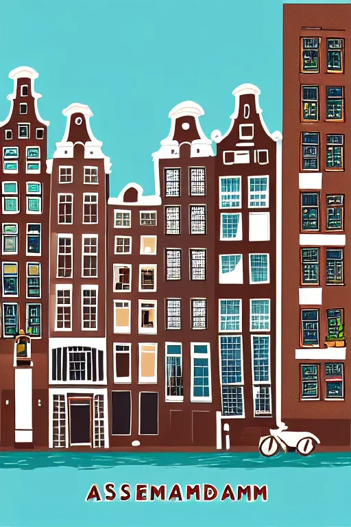 Image similar to amsterdam, illustration, in the style of katinka reinke