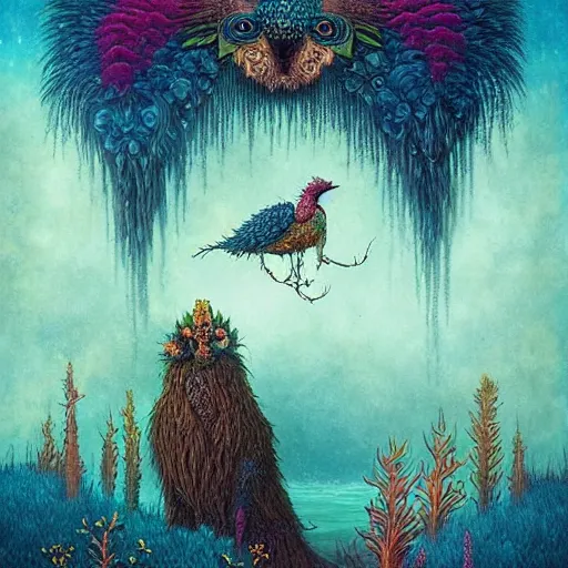 Image similar to surreal hybrid animals, nostalgia for a fairytale, magic realism, flowerpunk, mysterious vivid colors by andy kehoe and amanda clarke, highly detailed, insane details