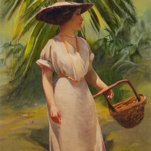 Prompt: brown rat at a tropical beach wearing edwardian style dress oil on canvas