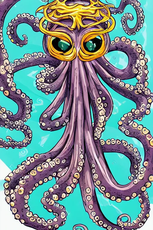 Image similar to professional anime rendering of an octopus dressed as a ninja with a katana. colorful design. intricate, anime manga style, trending on art station.