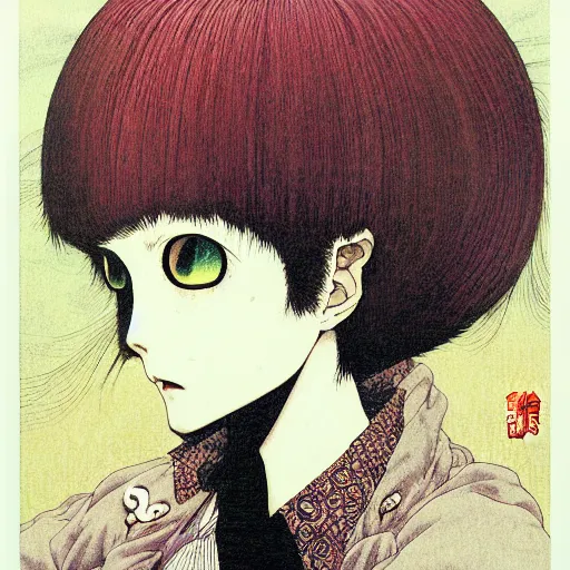 Image similar to prompt : mysterious portrait painted in miyazaki color style drawn by katsuhiro otomo and takato yamamoto, inspired by fables, china doll face, smooth face feature, intricate oil painting, high detail, sharp high detail, manga and anime 2 0 0 0