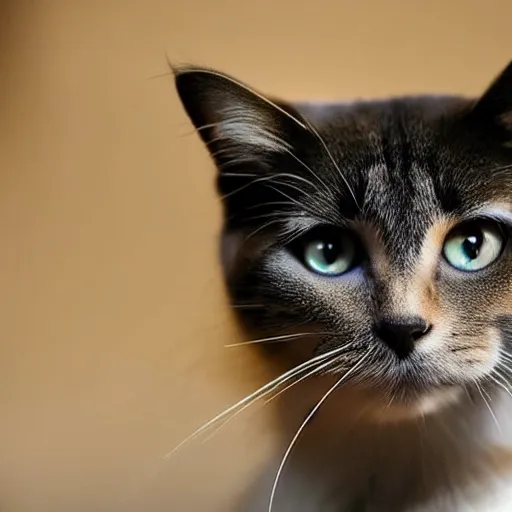 Prompt: beautiful cat with a mullet hairdo, 8 k, movie still