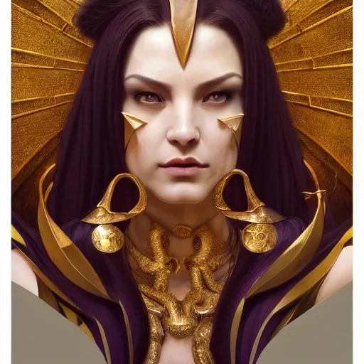 Image similar to perfectly - centered - portrait - photograph of an evil sinister goddess, the perfect human female specimen, intricate, elegant, super highly detailed, professional digital painting, artstation, concept art, smooth, sharp focus, no blur, no dof, extreme illustration, unreal engine 5, 8 k, art by artgerm and greg rutkowski and alphonse mucha loish and wlop