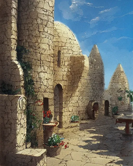 Image similar to trulli, apulia by peter andrew jones, hyper detailed